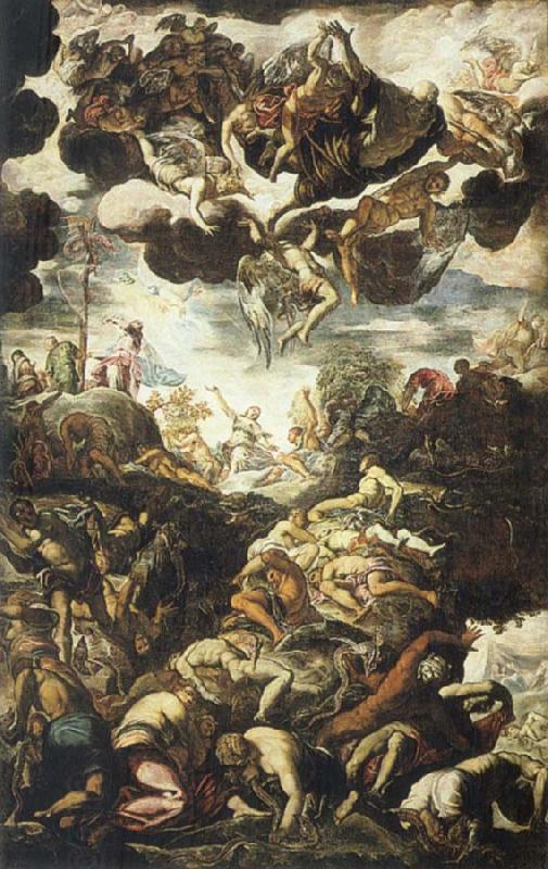 TINTORETTO, Jacopo Miracle of the Brazen Serpent oil painting picture